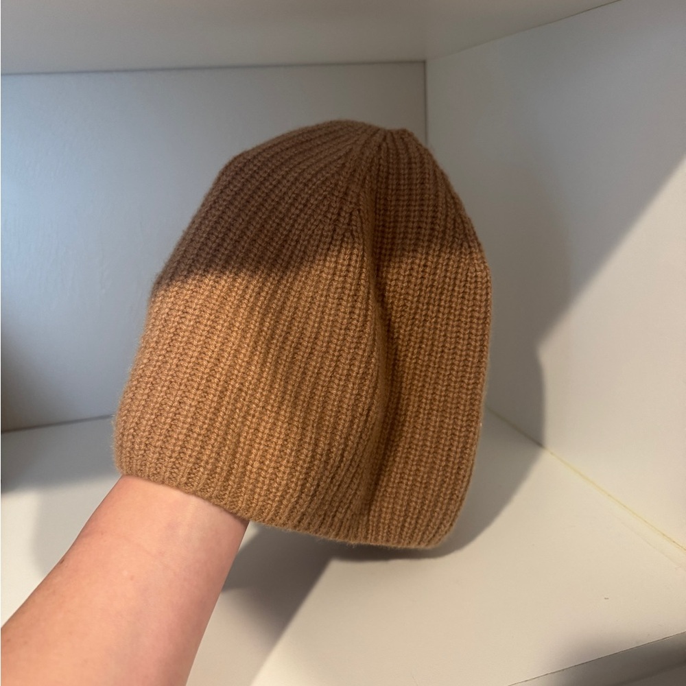 J. Crew Tan Ribbed 100% Cashmere Beanie